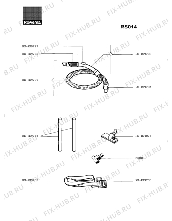 Взрыв-схема пылесоса Rowenta RS014 - Схема узла RS014RU_.__2