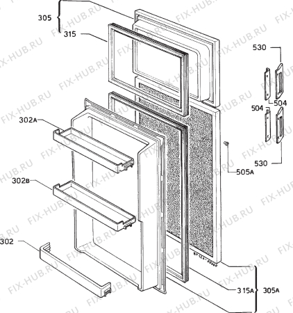 Взрыв-схема холодильника Electrolux TR831 - Схема узла Door 003