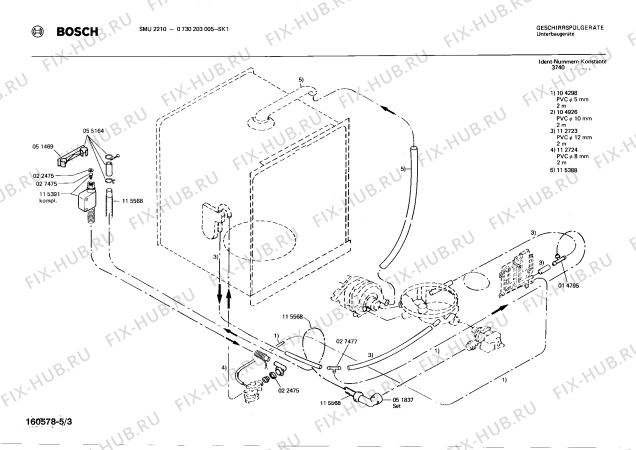 Взрыв-схема посудомоечной машины Bosch 0730203005 SMU2210 - Схема узла 03