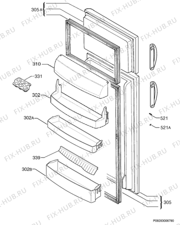 Взрыв-схема холодильника Faure FRD275A - Схема узла Door 003