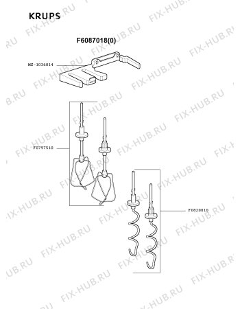 Взрыв-схема блендера (миксера) Krups F6087018(0) - Схема узла QP000747.8P2