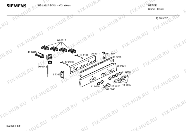 Взрыв-схема плиты (духовки) Siemens HS23227SC - Схема узла 05