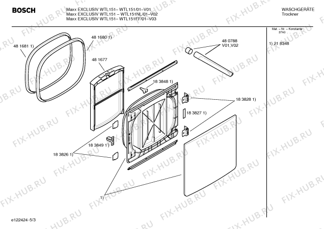 Взрыв-схема сушильной машины Bosch WTL151NL Maxx EXCLUSIV WTL151 - Схема узла 03