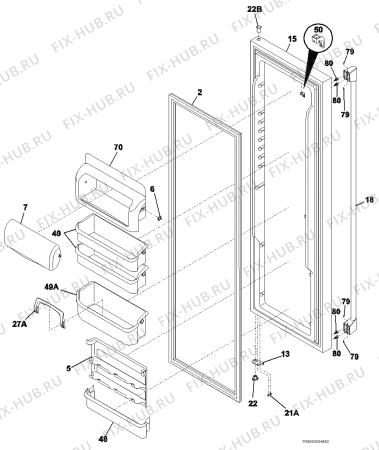 Взрыв-схема холодильника John Lewis JLAFFS20071 - Схема узла Refrigerator door