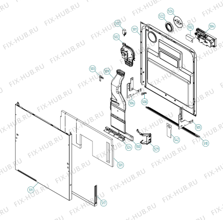 Взрыв-схема посудомоечной машины Asko D5893 XXL FI US   -Titanium FI (340977, DW70.4) - Схема узла 05