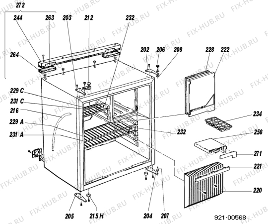 Взрыв-схема холодильника Unknown RM2210-1 - Схема узла C20 Cabinet  B