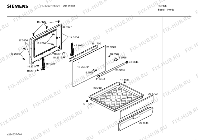 Взрыв-схема плиты (духовки) Siemens HL53027NN - Схема узла 04