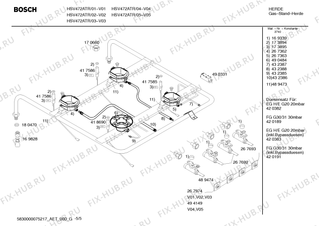 Схема №5 HM23025TR Siemens с изображением Столешница для плиты (духовки) Bosch 00239506