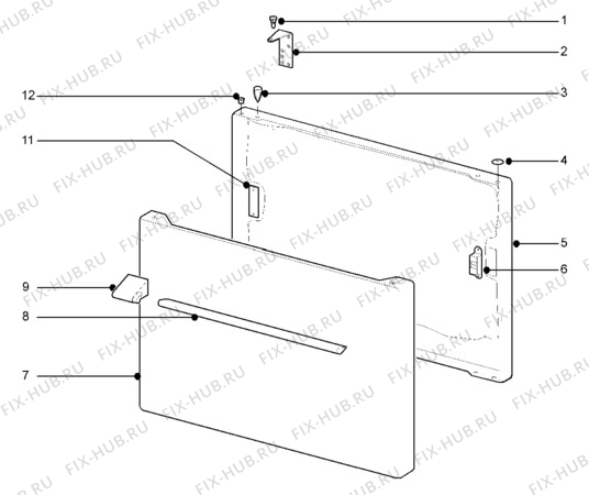 Взрыв-схема плиты (духовки) Unknown ZCE7200W - Схема узла Door, main (large)
