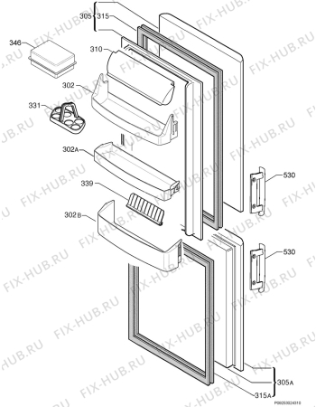 Взрыв-схема холодильника Electrolux ERB2435X - Схема узла Door 003