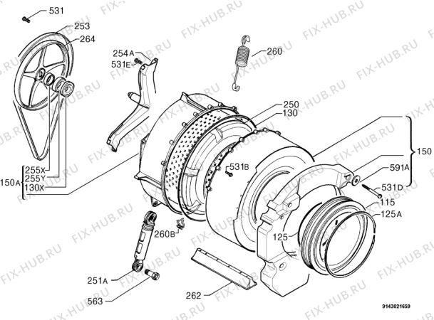 Взрыв-схема стиральной машины Zanker EFX6650FML - Схема узла Functional parts 267
