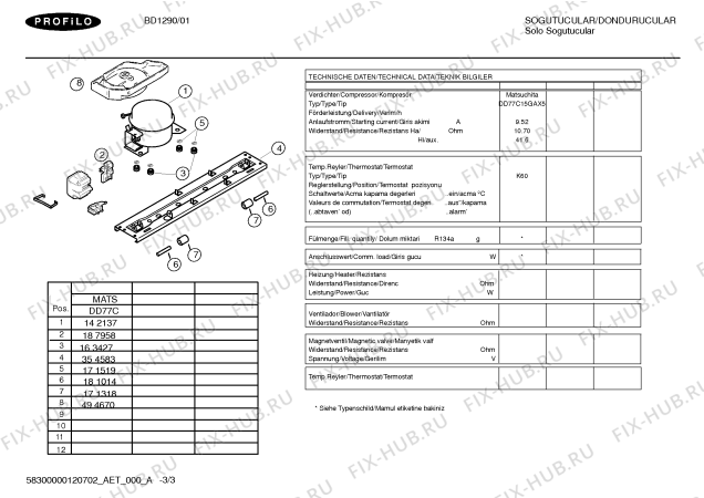 Схема №3 BD1290 с изображением Инструкция по эксплуатации для холодильной камеры Bosch 00693643
