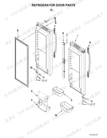 Схема №7 5GFC20PRYA с изображением Рамка для холодильной камеры Whirlpool 482000006750