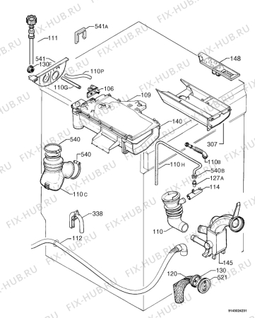 Взрыв-схема стиральной машины Electrolux EW1418I - Схема узла Hydraulic System 272