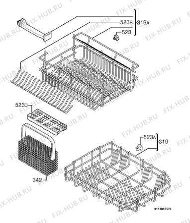 Взрыв-схема посудомоечной машины Zanussi DA4352 - Схема узла Basket 160