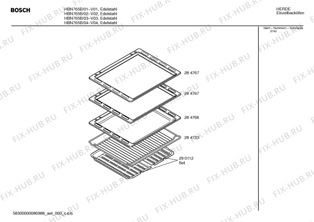 Схема №6 HBN765B с изображением Инструкция по эксплуатации для электропечи Bosch 00522319