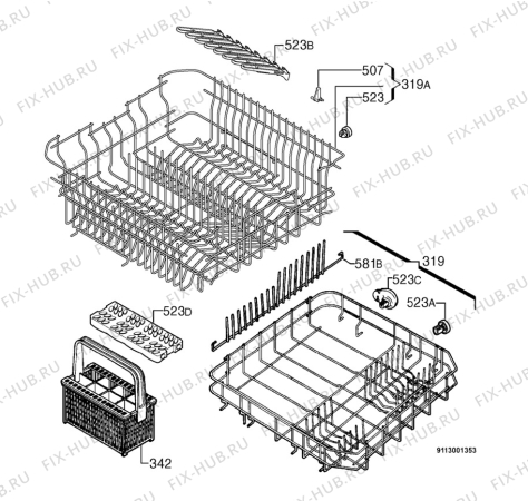 Взрыв-схема посудомоечной машины Aeg F.G500 - Схема узла Basket 160