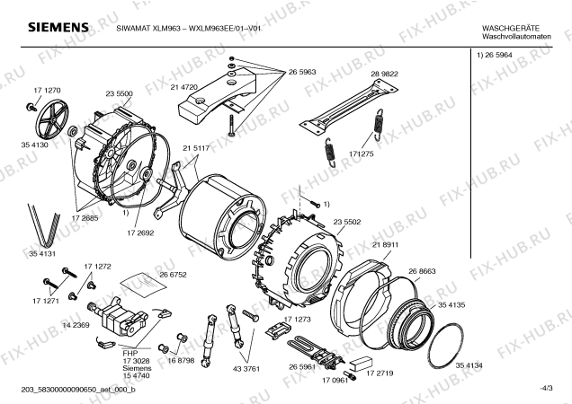 Взрыв-схема стиральной машины Siemens WXLM963EE Siwamat XLM963 - Схема узла 03