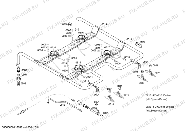 Взрыв-схема плиты (духовки) Bosch HSG312020F - Схема узла 06