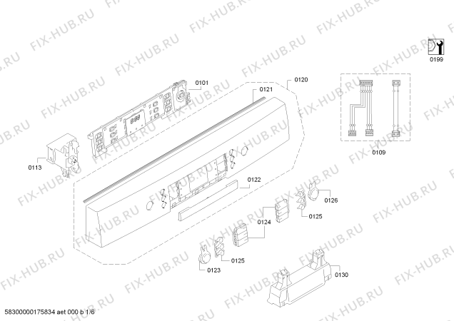 Схема №6 SMS63M12FF, SuperSilence с изображением Силовой модуль запрограммированный для посудомоечной машины Bosch 00754635