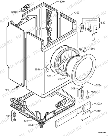 Взрыв-схема стиральной машины Aeg CLARA857 - Схема узла Housing 001