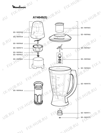 Схема №2 AY4673(0) с изображением Крышка для чаши для электроблендера Moulinex SS-989966