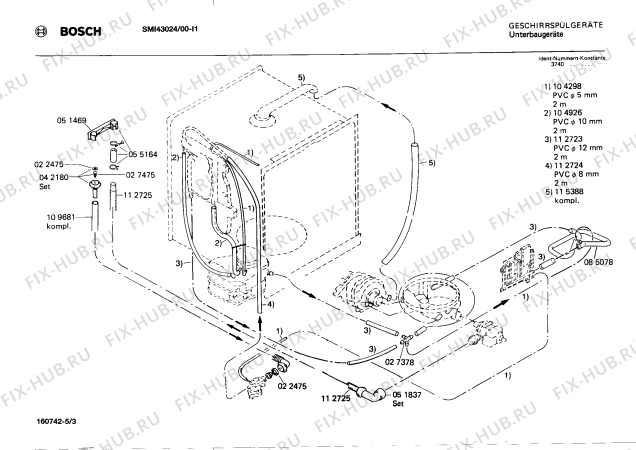 Схема №5 SMI43024 с изображением Панель для посудомойки Bosch 00117830