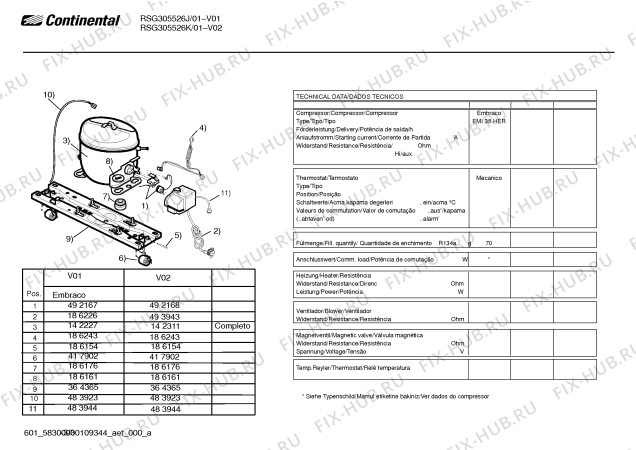 Взрыв-схема холодильника Continental RSG305526K - Схема узла 03