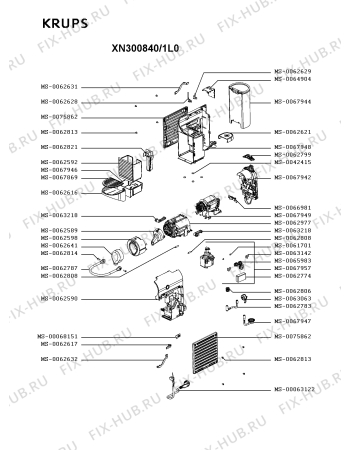 Схема №1 XN300810/1L0 с изображением Часть корпуса для кофеварки (кофемашины) Krups MS-0075862