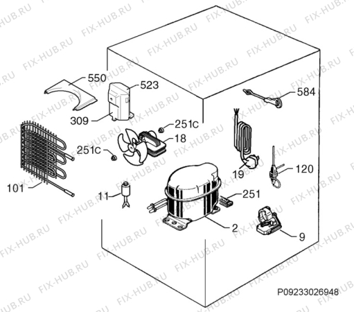 Взрыв-схема холодильника Ikea FSC136 60199494 - Схема узла Cooling system 017