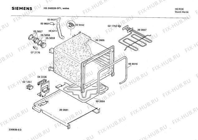 Взрыв-схема плиты (духовки) Siemens HS240228 - Схема узла 03