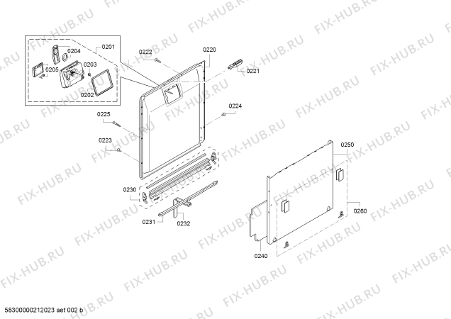 Взрыв-схема посудомоечной машины Bosch SMI46TS00D, Exclusiv, Made in Germany - Схема узла 02