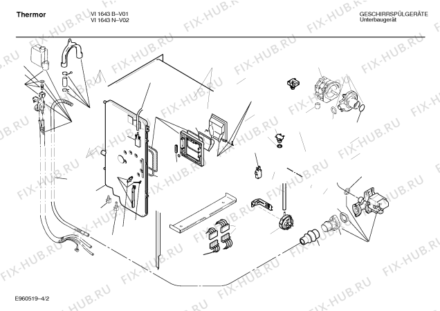 Взрыв-схема посудомоечной машины Thermor SPITMA2FF - Схема узла 02