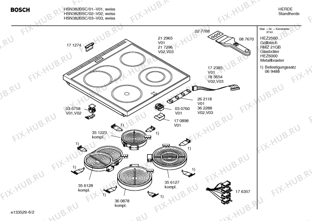 Схема №6 HSN382BSC с изображением Инструкция по эксплуатации для духового шкафа Bosch 00580179