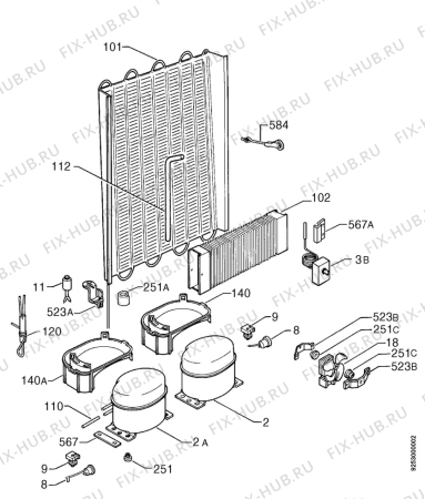 Взрыв-схема холодильника Privileg 028078_4633 - Схема узла Cooling system 017