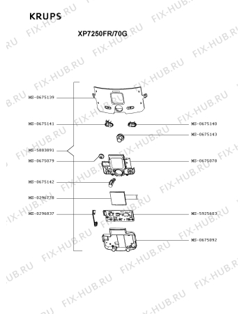 Схема №4 XP7250A2/70G с изображением Элемент корпуса для электрокофемашины Krups MS-5883891