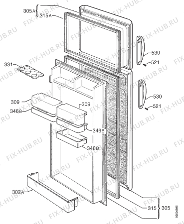 Взрыв-схема холодильника Aeg OEKO SS2273-4DT - Схема узла Door 003