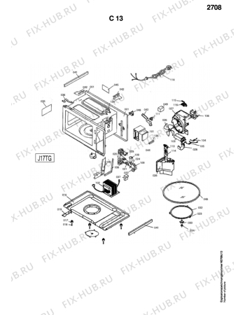 Взрыв-схема микроволновой печи Zanker MWG171E - Схема узла Functional parts