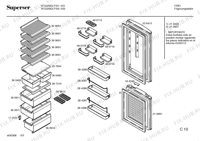 Схема №3 5FG329DLP с изображением Дверь для холодильной камеры Bosch 00236415