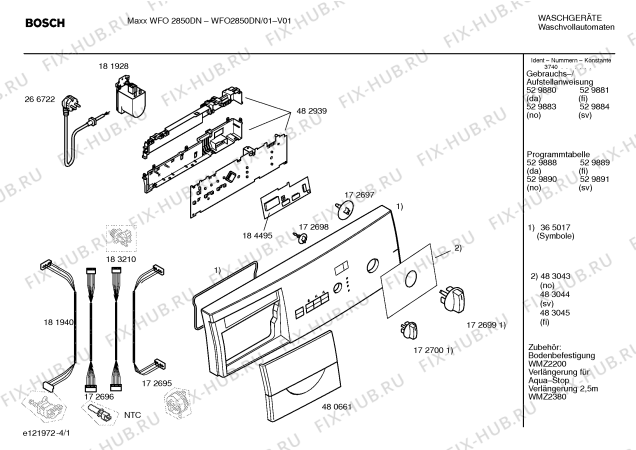 Схема №4 WFO2850DN Maxx WFO 2850 electronic с изображением Панель управления для стиралки Bosch 00365017