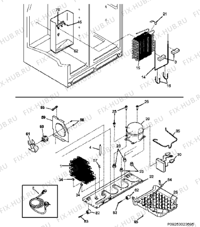 Взрыв-схема холодильника Electrolux ERL6296KK10 - Схема узла Cooling system 017