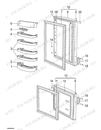 Взрыв-схема холодильника Zanussi ZRB335WO - Схема узла Door 003