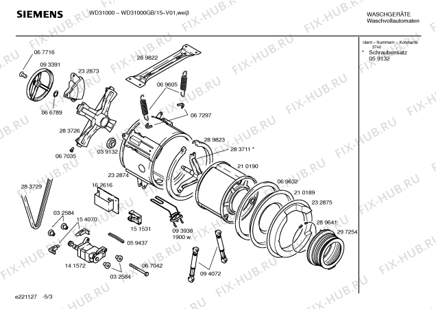 Схема №5 WD31000GB Wash & Dry 3100 с изображением Инструкция по эксплуатации для стиралки Siemens 00519786
