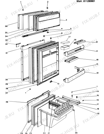 Взрыв-схема холодильника Ariston DF2603TBSF (F001660) - Схема узла