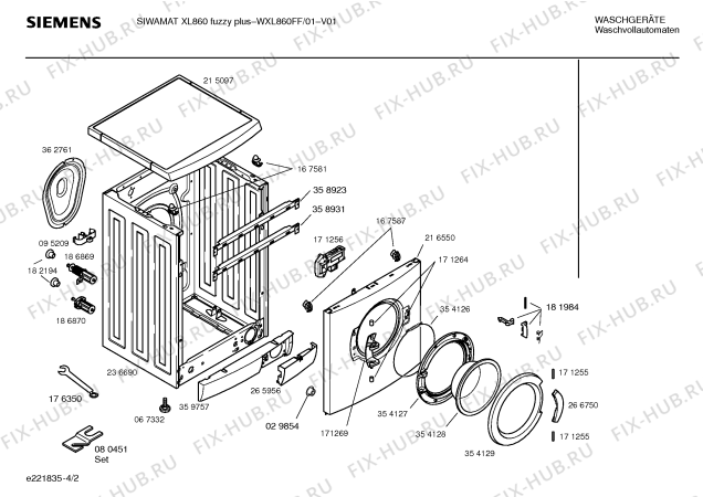 Взрыв-схема стиральной машины Siemens WXL860FF SIWAMAT XL 860  fuzzy plus - Схема узла 02