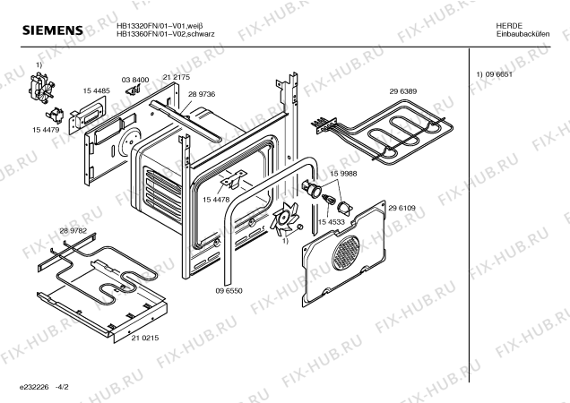 Взрыв-схема плиты (духовки) Siemens HB13320FN - Схема узла 02