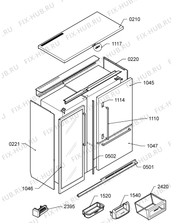 Взрыв-схема холодильника Kitchen Aid KRBV - 9725  I - Схема узла