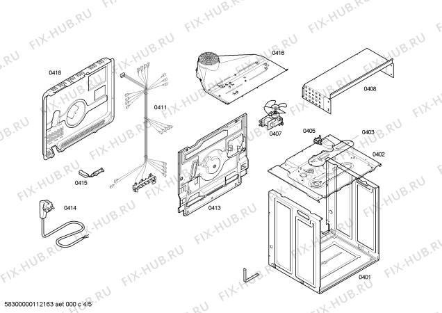 Схема №5 HBN230260E Horno bosch indpnd.multf.negr.reloj ec2 с изображением Передняя часть корпуса для духового шкафа Bosch 00442843