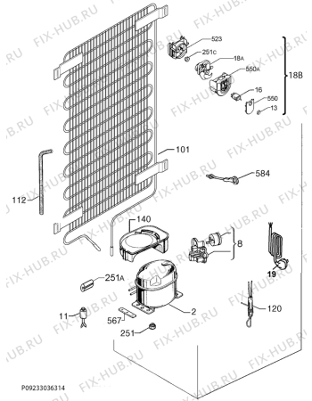 Взрыв-схема холодильника Rosenlew RJKL2950X - Схема узла Cooling system 017