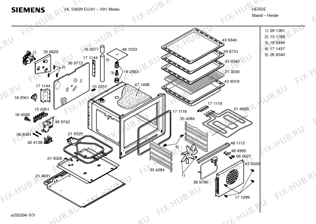 Схема №5 HL53029EU с изображением Инструкция по эксплуатации для духового шкафа Siemens 00590540